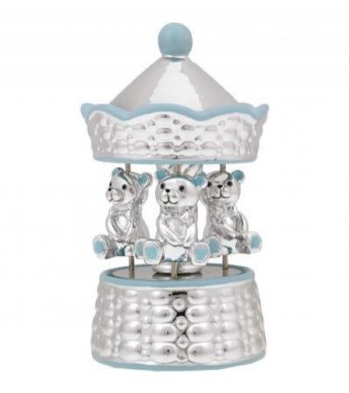 Carillon girevole in ceramica rivestita in argento e smalto con ORSETTI         Giostra Carillon B 4171-01 A BAGUTTA